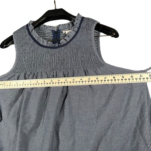 Top Popover de Verano Denim Cambray Rayas Hombro Frío Calado M Festival - Imagen 5 de 9