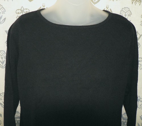 HILLARD & HANSON Women's Medium Black Silk Cashmere 3/4 Sleeve Sweater Top EUC - Picture 2 of 5