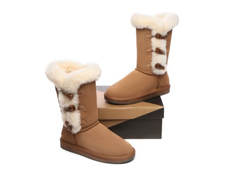 AUSTRALIAN SHEPHERD® UGG Boots Women Sheepskin Wool Horn Toggle Nonslip Tamari - Picture 11 of 22