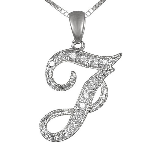 INICIALES DE DIAMANTE SCRIPT ORO BLANCO 10K TAMAÑO REGULAR - Imagen 11 de 27