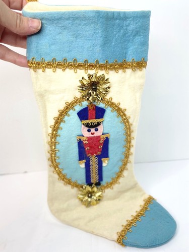 Extremely RARE Handmade Felt Soldier In Blur Stocking, Retro Wall Deco - Picture 17 of 17