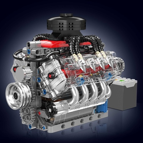 Mould King 10171 V8 Engine Motor Bausatz Technik Klemmbausteine Spielzeug 487pcs - Bild 4 von 10