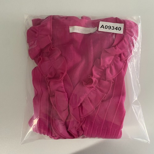Anne Fontaine Pink Parfaite Ruffled Ribbed Cardigan Sweater Womens 40 - Picture 13 of 13