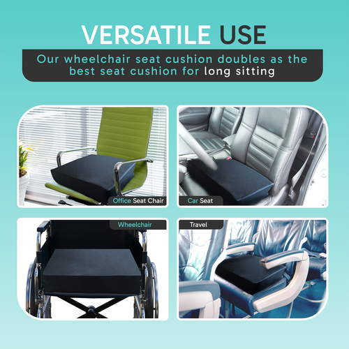 Wheelchair Cushions Comfortable Thick Memory Foam Seat Cushion Pressure Relief - Picture 5 of 6