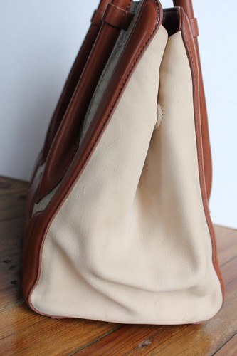 RARE Pour La Victoire BUTLER Large Tote Purse Suede Snake Off White Cognac - Picture 5 of 7