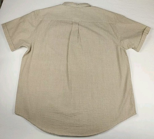 Route 66 Button Down Shirt Men's Large Beige Stripe Seersucker Short Sleeve NWT - Picture 7 of 9