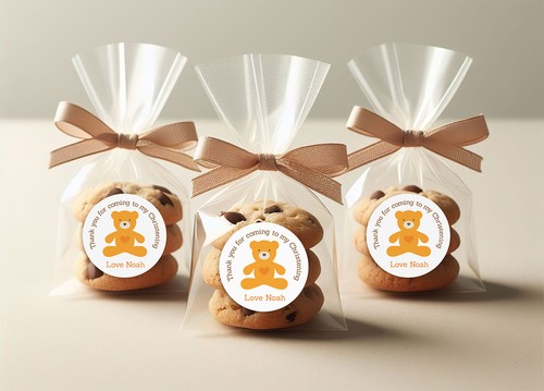 Personalisierte Aufkleber Taufe Party Teddybär Danke Baby Kommunion - Bild 3 von 4
