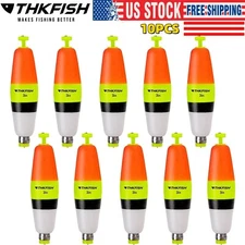 THKFISH 10Pcs Fishing Bobbers Cigar Peg Floats EVA Foam Weighted Bobbers Snap-On