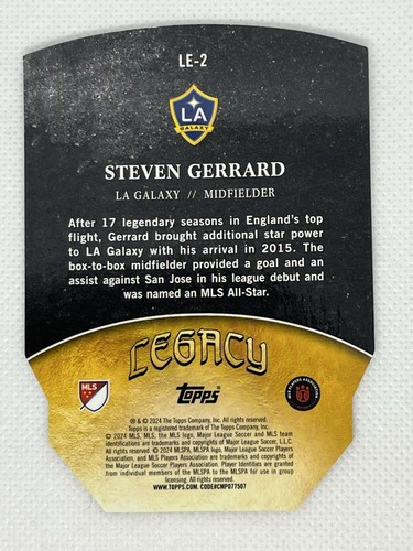 Steven Gerrard 2024 Topps MLS Superstars MLS Legacy Die Cut #LE-2 LA Galaxy - Picture 6 of 6