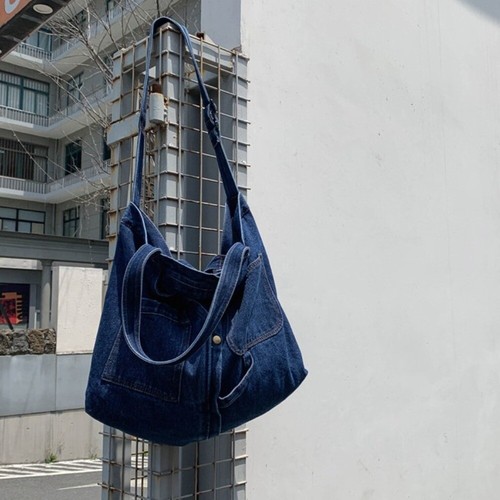 Blue Casual Handbag Denim Cloth Shoulder Bag High Quality Travel Bag Unisex - Picture 3 of 14