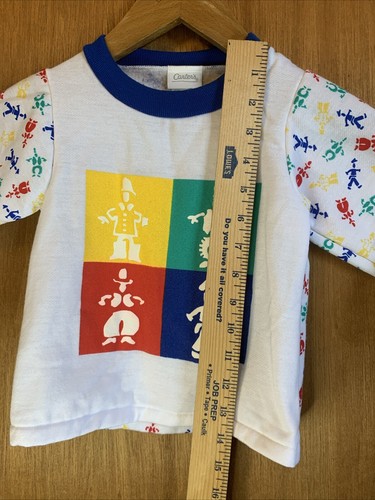 Vintage 90s Colorblock Crewneck Youth 3T Retro Cowboy Western Fleece Lined Y2K - Picture 8 of 11