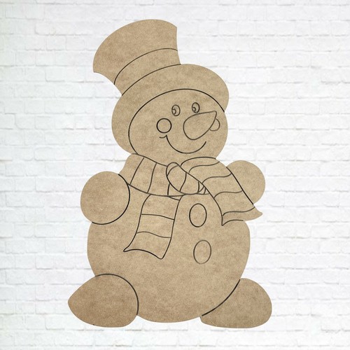 Pupazzo di neve artistico fai da te con sciarpa e cappello naso carota, dipinto per linea - Foto 3 di 3