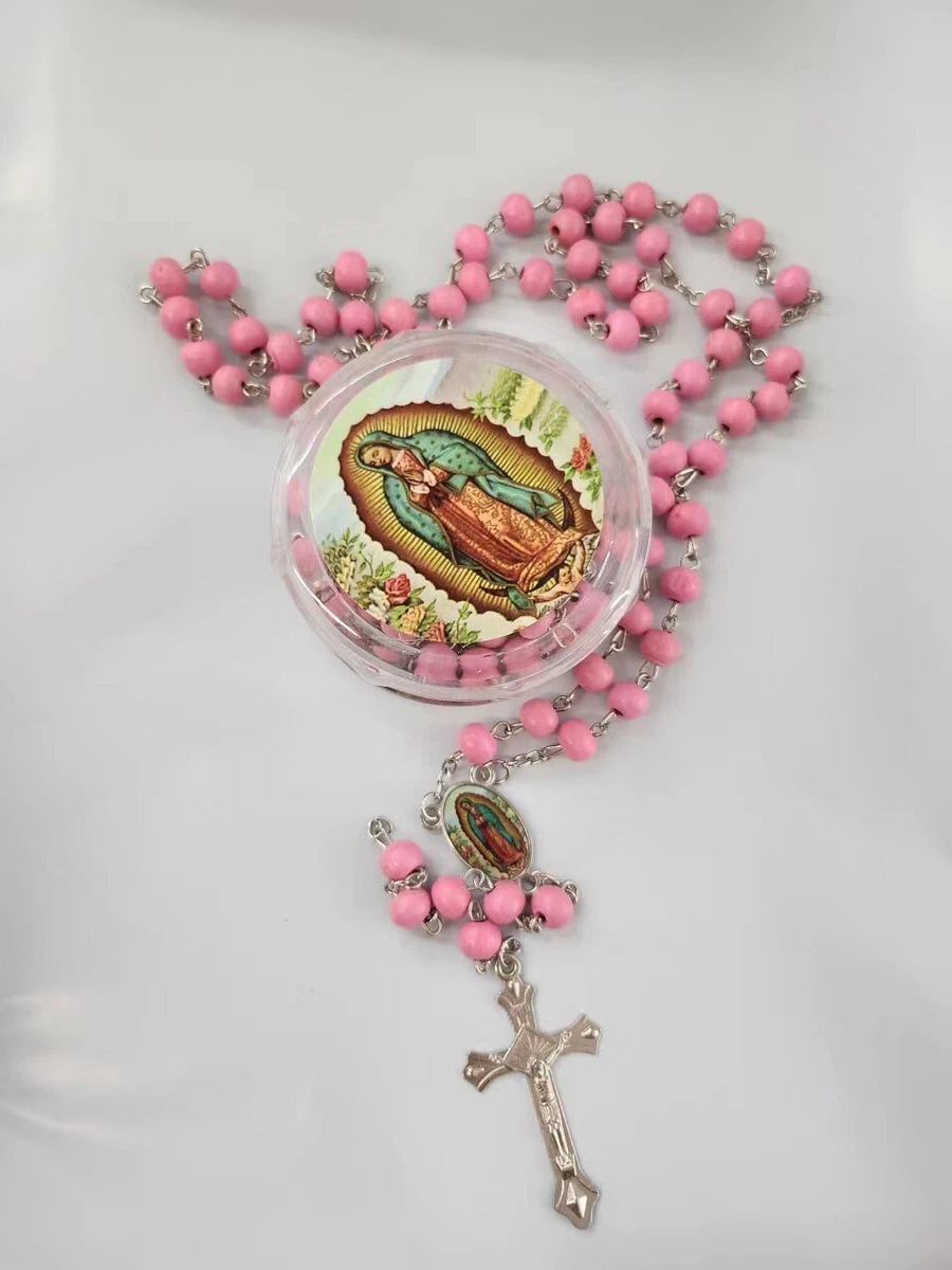 Pink rosary necklace deals