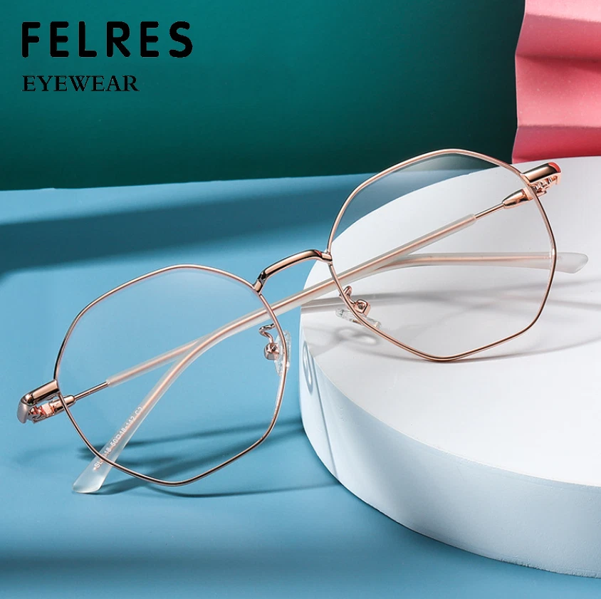 Fashion Metal Anti Blue Light Eyeglasses For Men Women Clear Lens Glasses Frames