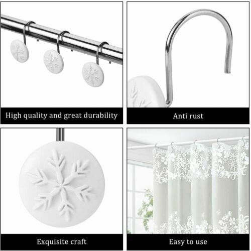 12 un. Anillos decorativos para cortina de ducha copo de nieve decoración de baño de Navidad - Imagen 10 de 12