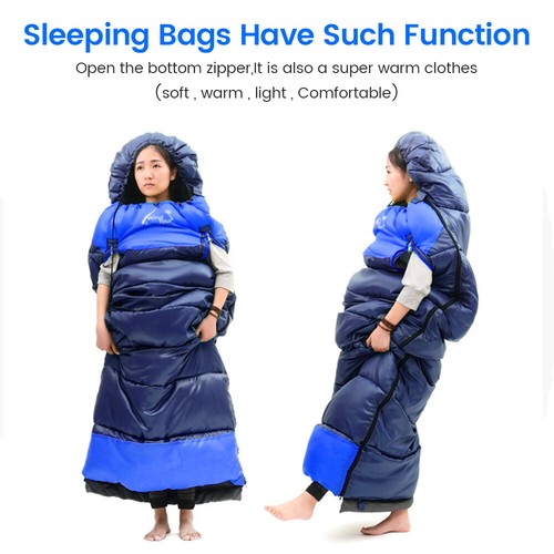 Adult Sleeping Bag Camping Backpack Hiking Lightweight 0° Wearable, Waterproof - Picture 31 of 58