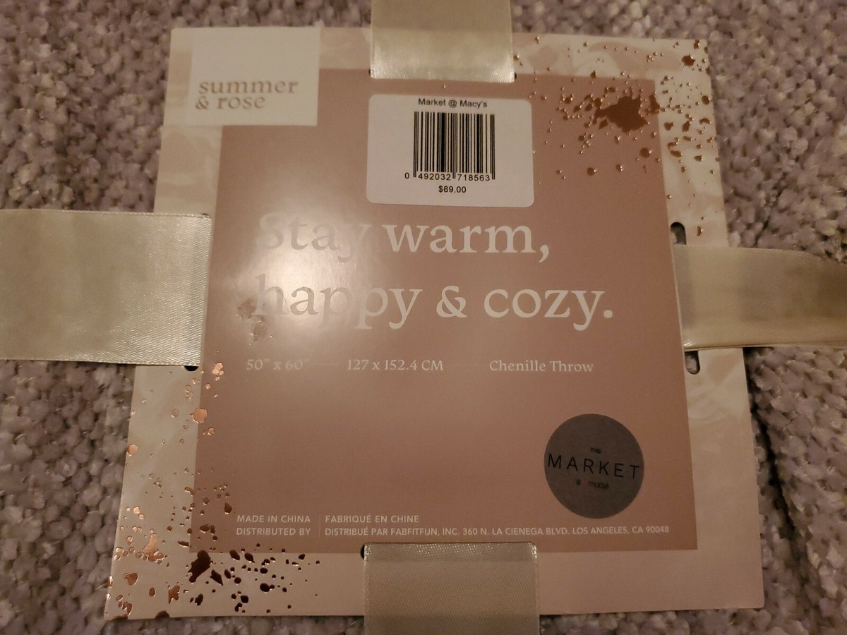 Summer Rose Cozy Grey Chenille Throw Blanket From Macy s 50 x 60 Retails 89
