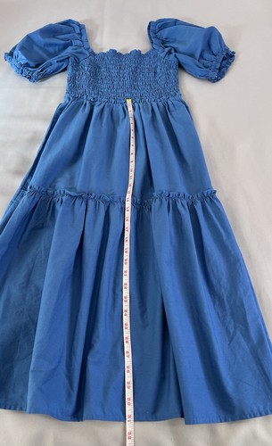 Abercrombie & Fitch Damen blau Puffärmel gesmoktes Mieder Midikleid Gr. Medium - Bild 10 von 15