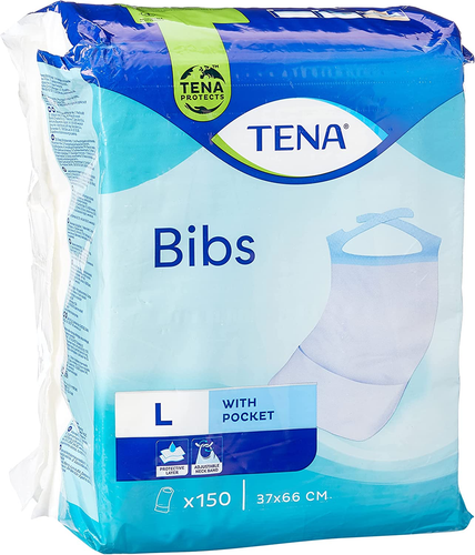 TENA BIBS BAVAGLINI MONOUSO TG. L da 150 pz 66x37 cm BAVAGLIA ADULTI - Foto 7 di 9