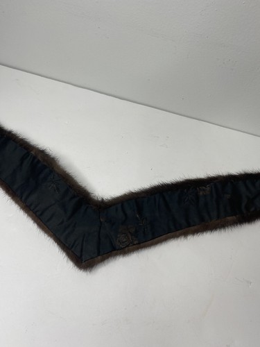 Vintage Brown Mink Fur Collar Lined Scarf Stole Wrap V shaped - Picture 5 of 8