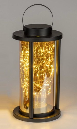 formano Laterne rund mit Licht 16x32cm aus schwarzem Metall / klares Glas 632357