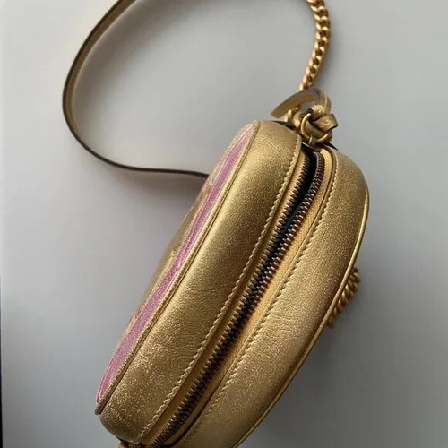 NUEVO Bolso Bandolera Gucci Redondo, Matelasse GG Marmont Hombro Dorado Rosa - Imagen 9 de 12