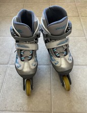 Blade Runner Twist Adjustable Rollerblades Size 1-4 Girls Blue White