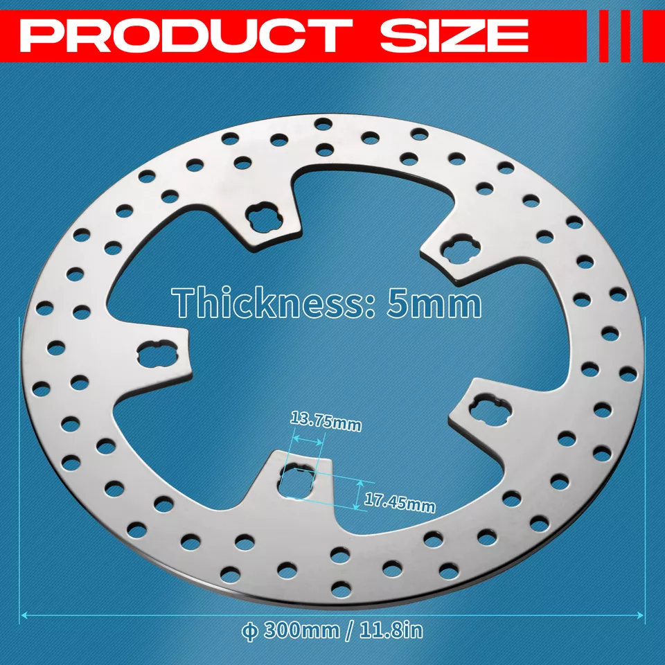 2Pcs 11.8" Front Brake Rotors Polished For Harley Touring Street Electra Glide - Image 4 of 4