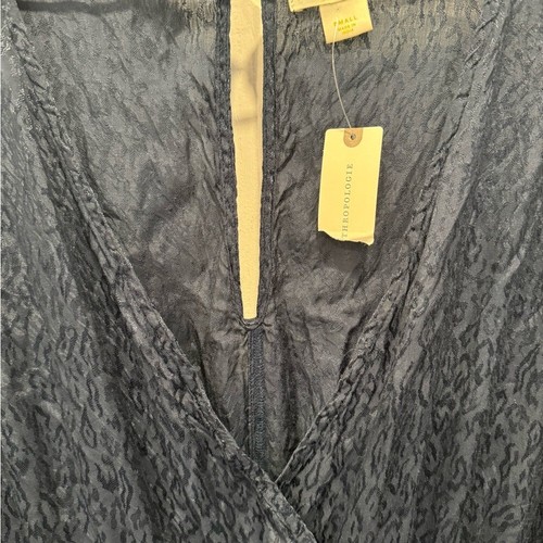 NEW Maeve Anthropologie Jacqueline Jacquard Romper Jumpsuit Navy Blue flowy USS - Bild 5 von 7