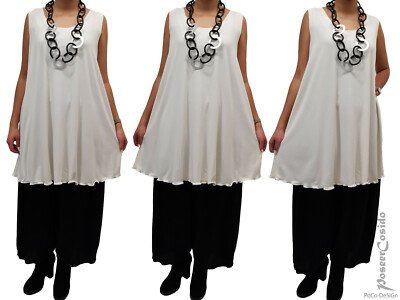 PoCo LAGENLOOK Top Tunika Long-Shirt ecru L-XL-XXL-XXXL 44 46 48 50 52 54 56 58