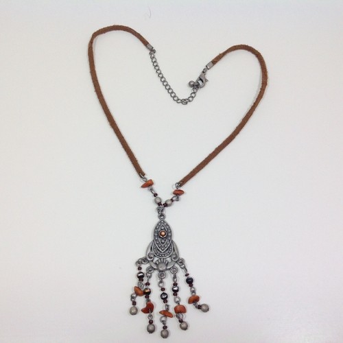 Joyería de la abuela ~ Collar colgante vintage gargantilla cadena de cuero 22" - Imagen 1 de 2