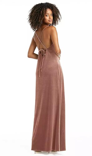 Cowl-Neck Convertible Velvet Maxi Slip Dress...LB019...Tawny Rose...Size S..NWT - Picture 4 of 6