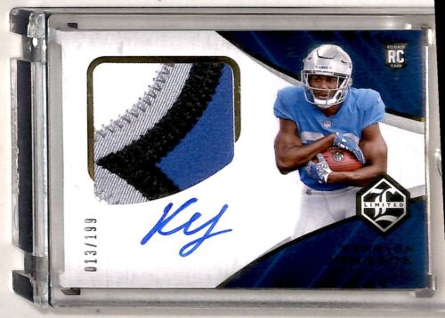 2018 Panini Limited Kerryon Johnson RC Auto 013/199 Detroit Lions #154 - Picture 1 of 2