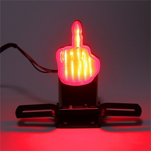 Red Car Motorcycle Middle Finger LED Rear Stop Strobe Tail Brake Light Dirt Bike - Picture 5 of 5
