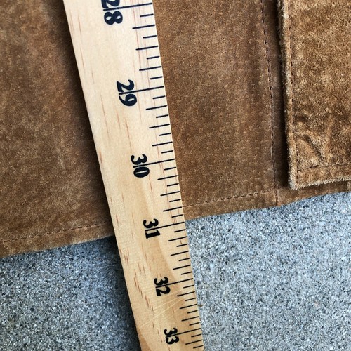 VTG MERCEDES BENZ Leather Suede Button Down Jacket Men's Small Tan Brown Shirt - Picture 10 of 11