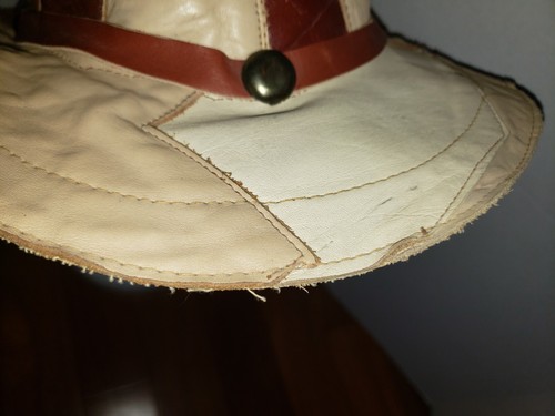 Vintage Leather Patchwork Hat Hippie Western Boho 1970s Outback Floppy Women's - Picture 7 of 13