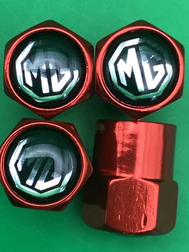4 Pcs Set Car Air Valve Cap With MG Logo Air Valve Cap Colour Red No-3 - Picture 2 of 3