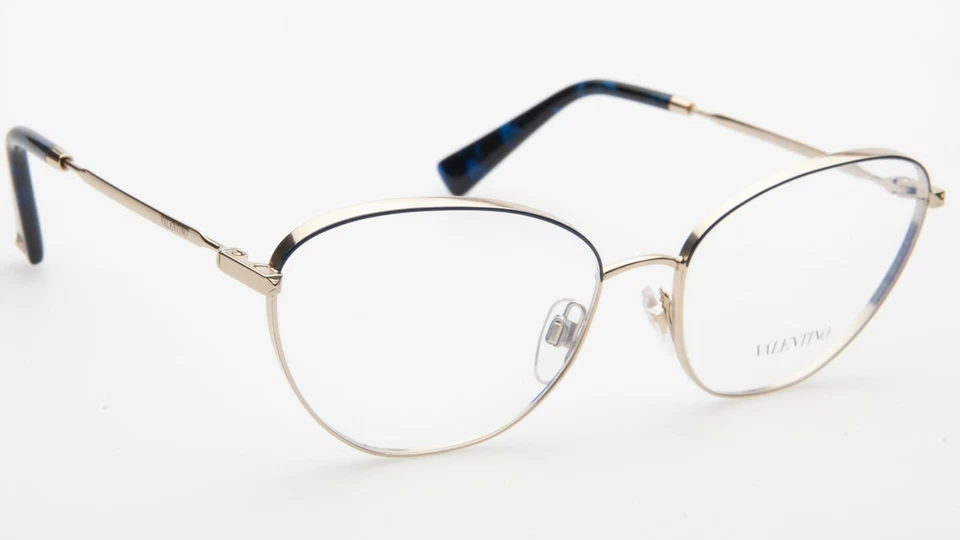 NEW VALENTINO VA 1010 3034 LIGHT GOLD /BLUE EYEGLASSES GLASSES 53-17-140mm Italy — 第 3/4 张图片