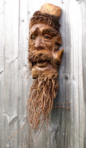 Large Wooden Root Face Carving Old Greenman Garden Bamboo Warden Christmas Gift - Picture 53 of 73
