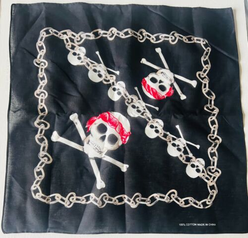 VTG Jackster Bandana-Black Skeleton Bandana/Handkerchiefs(21"X21")100% cotton - Picture 2 of 3