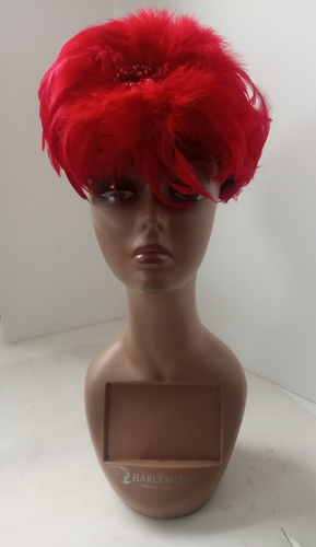 Sombrero de lana redondo rojo con plumas de Phipps años 40 para mujer - Imagen 2 de 23
