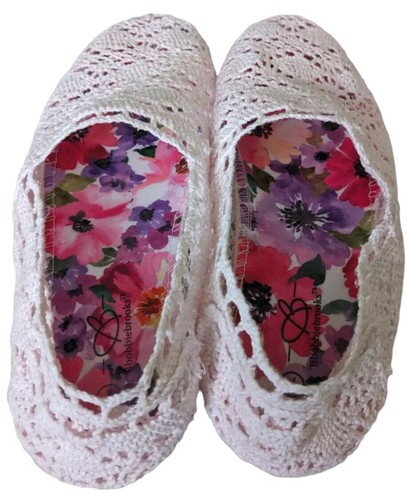 Rosa gehäkelte Ballerinas Größe 7 Cottagecore Schuhe Slipper Strand Küste Boho Damen - Bild 7 von 12