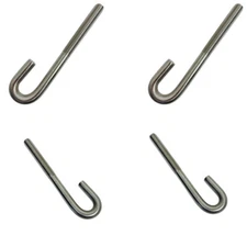 4 Pc Marine Stainless Steel T316 1/4" x 2.40" J Bolt Spring Hook J-Bolt J Hook