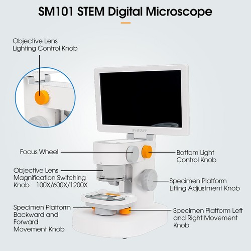 SVBONY 100x 600x 1200x Microscope 1080P 9'' IPS Touchscreen Slices Observation - Picture 15 of 19