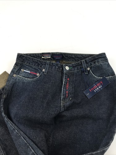 Vintage Tommy Hilfiger Fly Girl Cuffed Hipster dark wash jeans BIG FLAG LOGO  7 - Picture 4 of 11