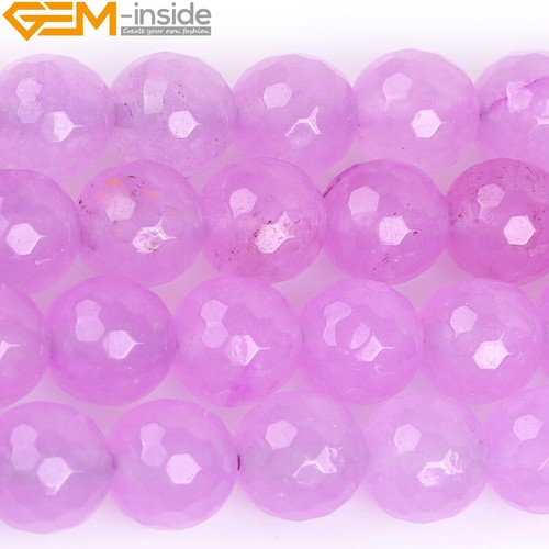 Wholesale Light Purple Jade Gemstone Round Faceted Beads For Jewelry Making 15" - Picture 23 of 40