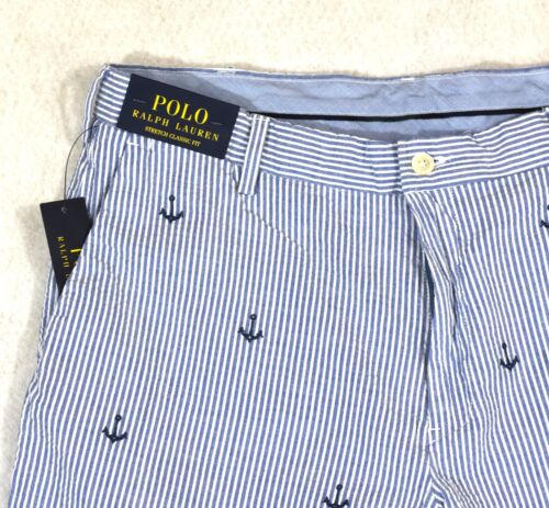 Polo Ralph Lauren Shorts Anker Seersucker Stretch klassische Passform 9" 30 34 neu mit Etikett - Bild 3 von 6