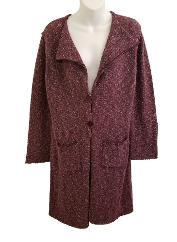 J.JILL Long Strickjacke Pullover Gr. M Staubmantel eng Zopfmuster Langarm lila Y2K - Bild 1 von 15