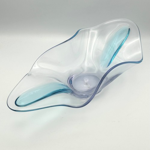 Art Glass Butterfly Bowl Possibly Murano Blue & Clear - Picture 2 of 12