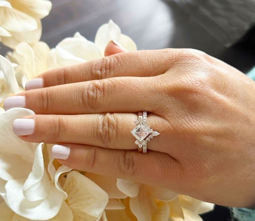 Anillo de compromiso de diamantes naturales con corte de pera redondo de oro rosa de 14 K 2,50 quilates - Imagen 7 de 9